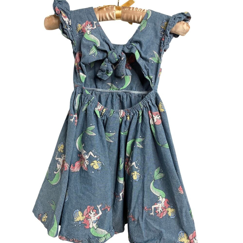 Disney Princess Ariel Little Mermaid Chambray Dress 5T Summer - Picture 5 of 8